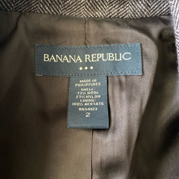 Banana Republic Factory Vintage Wool Brown Herringbone Professor Jacket sz 2 - Picture 12 of 16